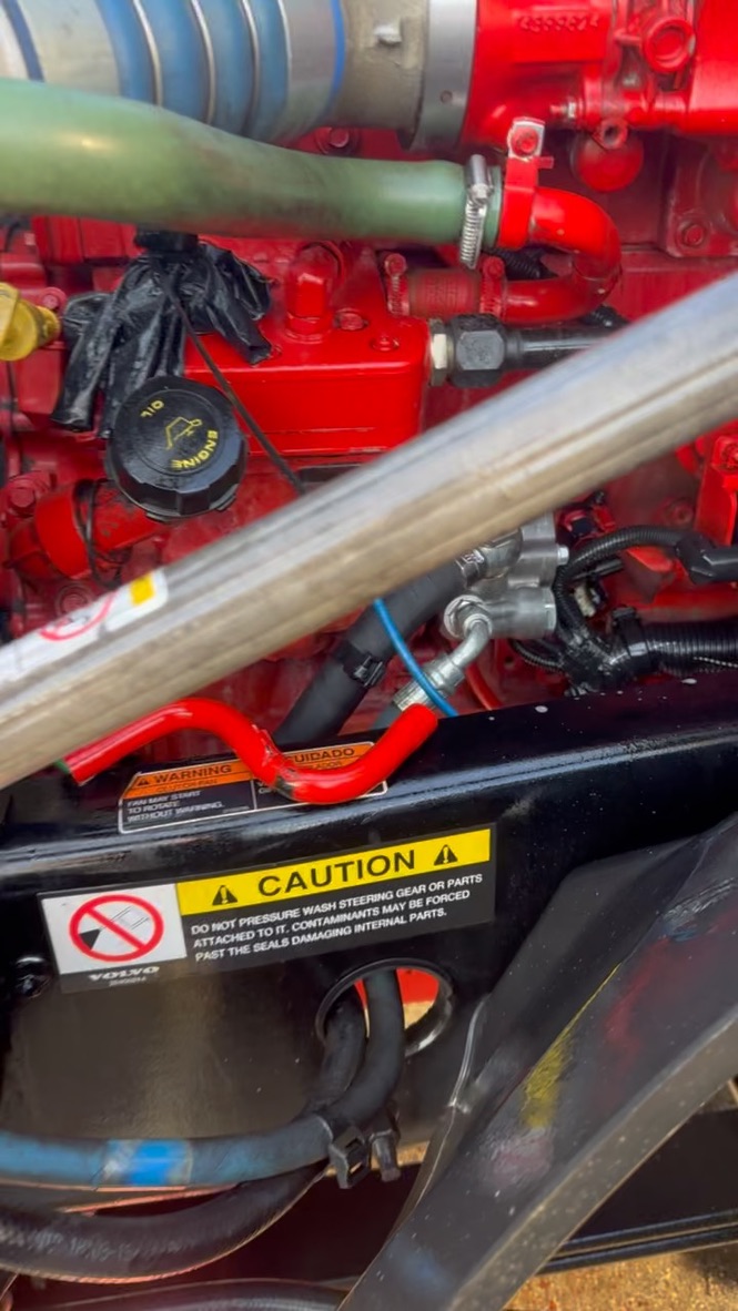 Cummins engine close-up after degrease and rinse