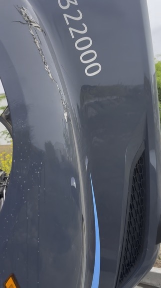 Volvo truck paint damage before correction